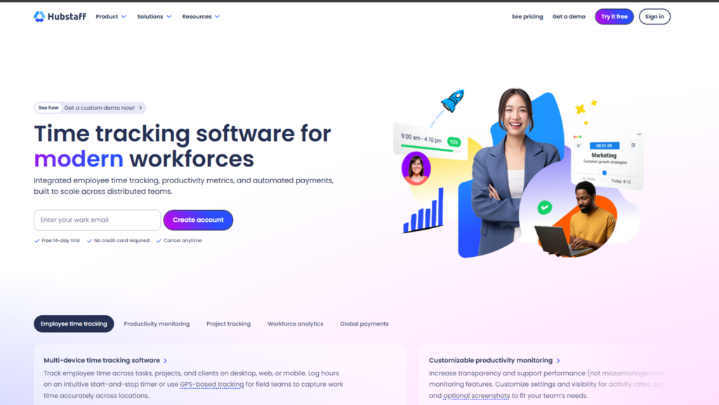 Hubstaff — Best for Employee Monitoring and Field Teams