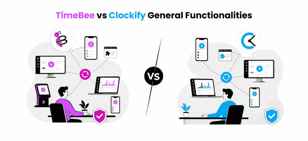 TimeBee vs Clockify General Functionalities