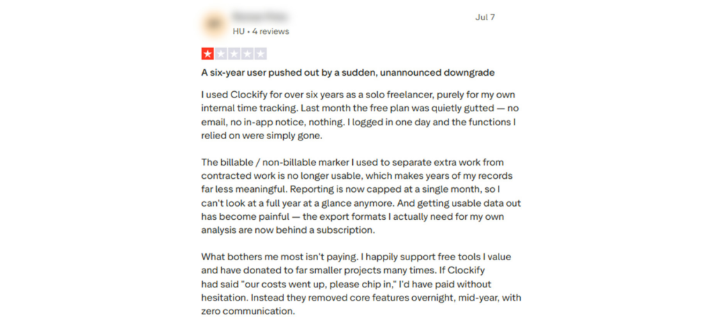 Clockify Customer Review 2
