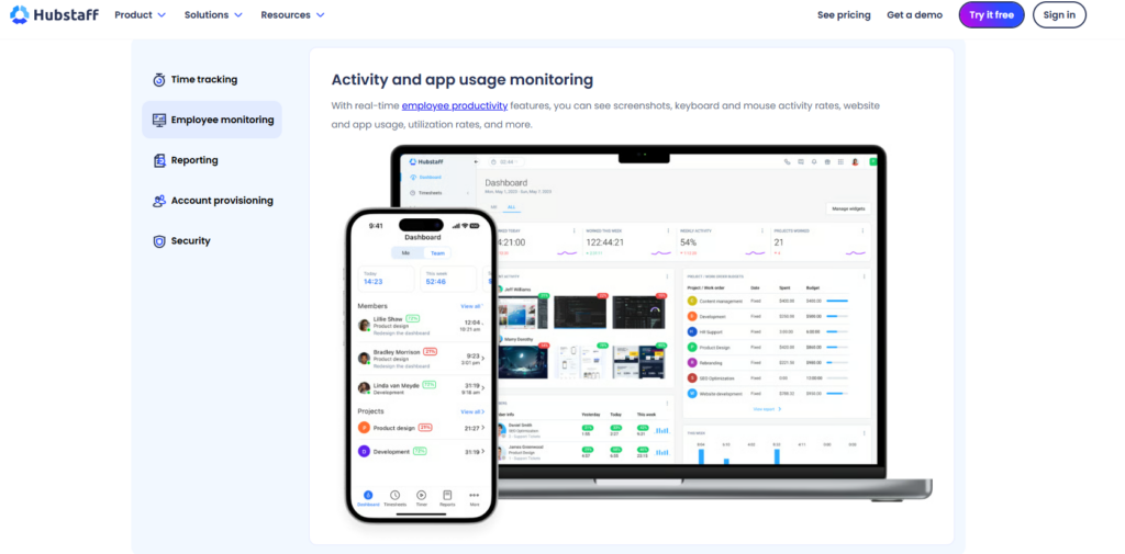 Hubstaff Web and App Usage