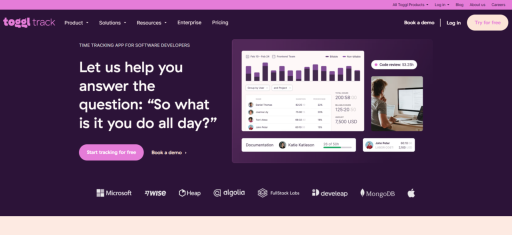 Toggl Track — Best for Low-Friction Developer Time Tracking